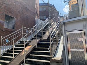The stairs to yummsville.  at Pyeonhan Jipbap - 편한집밥 in Busan