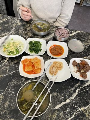 soup of the day + banchan  at Pyeonhan Jipbap - 편한집밥 in Busan
