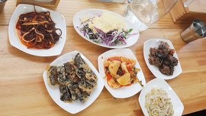 Just the banchans at Pyeonhan Jipbap - 편한집밥 in Busan