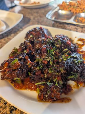 Veg manchurian (this was eggplant) at Windmill in Nairobi