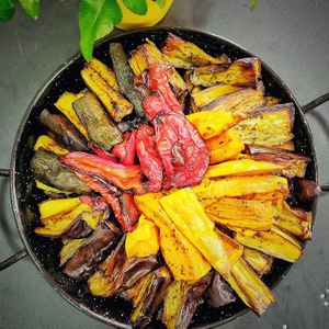 Antipasti hot grilled eggplant at Vivida in Tel Aviv