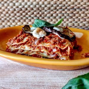 Vegan Lasagne bolognese with beshamel and cashew!! at Vivida in Tel Aviv