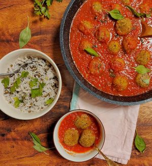 Italian meatballs but vegan!!!!! at Vivida in Tel Aviv