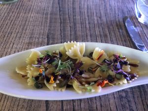Pasta with veg and sauce at Francisca's in San Francisco