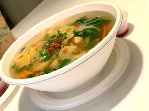 Wonton soup  at Golden Era Vegan Restaurant in San Francisco