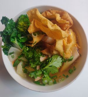 Wonton noodle soup at Golden Era Vegan Restaurant in San Francisco