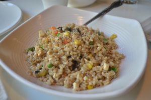 Royal Fried Rice (GFO):
Fried *brown rice w/ tofu, soy protein, *vegetables, seaweed, & pine nuts. at Golden Era Vegan Restaurant in San Francisco