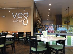 Restaurant interior at Golden Era Vegan Restaurant in San Francisco