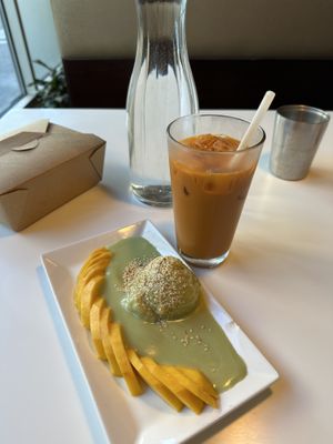 Thai ICE Tea is the best and Mango Stocks Rice   at Golden Era Vegan Restaurant in San Francisco