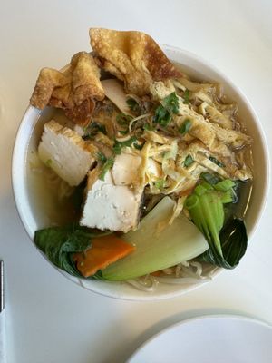 Wonton noodle soupp  at Golden Era Vegan Restaurant in San Francisco