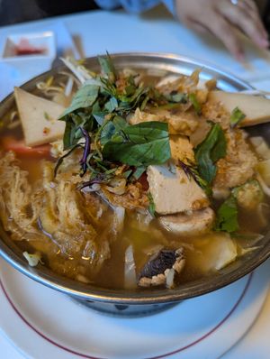 Spicy Sweet & Sour Soup at Golden Era Vegan Restaurant in San Francisco