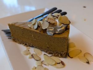 Pumpkin almond cheese cake! at Golden Era Vegan Restaurant in San Francisco