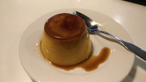 Caramel vegan flan at Golden Era Vegan Restaurant in San Francisco