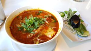 Spicy noodle soup at Golden Era Vegan Restaurant in San Francisco