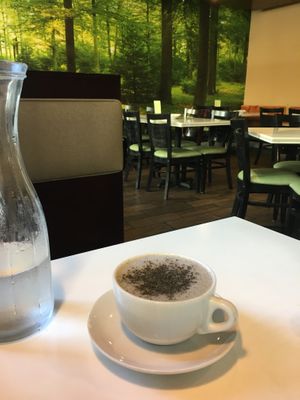 Black sesame mural at Golden Era Vegan Restaurant in San Francisco