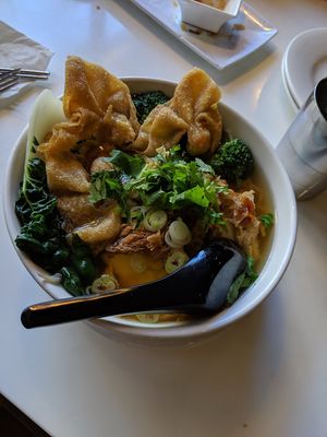 Wonton noodle soup at Golden Era Vegan Restaurant in San Francisco