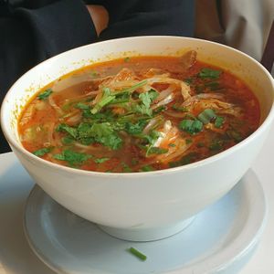 Spicy noodle soup at Golden Era Vegan Restaurant in San Francisco