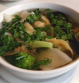 Soup at Golden Era Vegan Restaurant in San Francisco