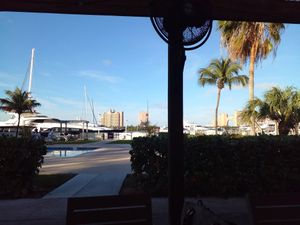 View from outside dining at The Green Parrot in Nassau