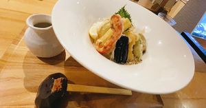 vegan  tempura udon🥴  at Taiko Udon in Hiroshima