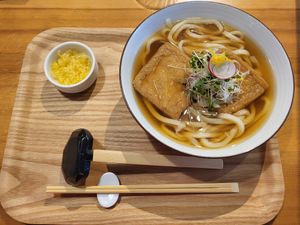 Sweet tofu udon at Taiko Udon in Hiroshima