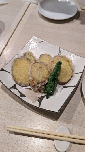 Daily special (Dinner) 🍠 Vegan Sweet Potato Tempura at Taiko Udon in Hiroshima