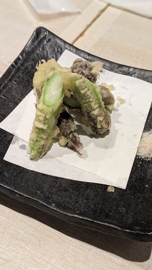 Daily special (Dinner) 🌱 Vegan Asparagus Tempura at Taiko Udon in Hiroshima