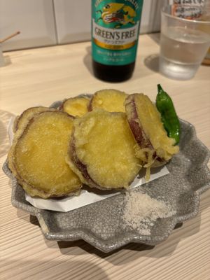 Sweet potatoes tenpura   at Taiko Udon in Hiroshima