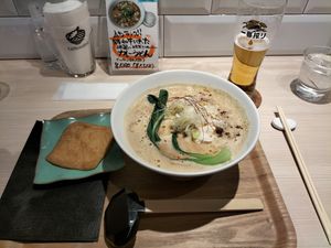 Vegan soy milk udon at Taiko Udon in Hiroshima