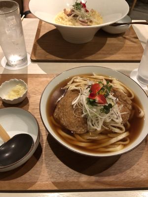 Yummy! Udon with fried tofu at Taiko Udon in Hiroshima