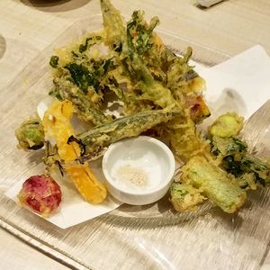 Vegan tempura at Taiko Udon in Hiroshima