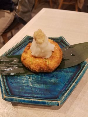 Vegan croquette at Taiko Udon in Hiroshima