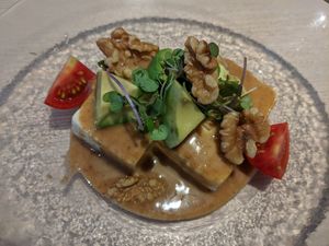 tofu salad at Taiko Udon in Hiroshima