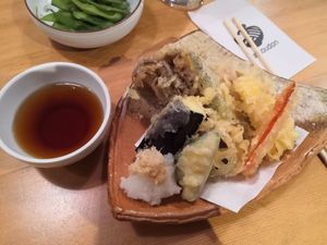 Vegetables tenpura at Taiko Udon in Hiroshima