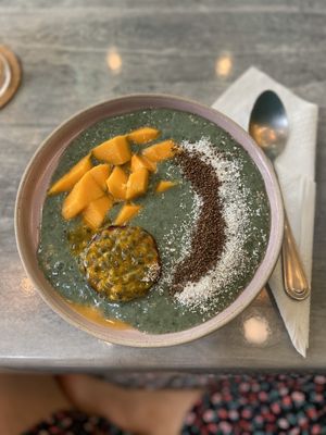 Smoothie bowl with spirulina  at Nourish in Chiang Mai