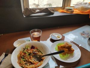 Korean brown rice bowl, fried tofu... yum at NamuL in Kuala Lumpur