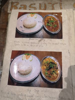 Few positions from menu at Basuri Veg in Kathmandu