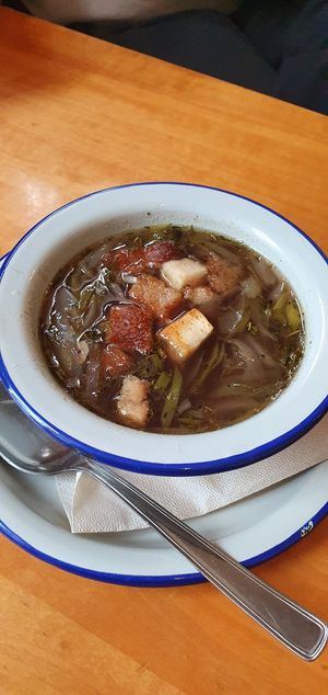 Onion soup at Szabad Bisztro in Budapest