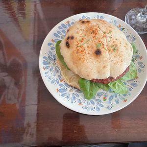 Beet burger at Szabad Bisztro in Budapest