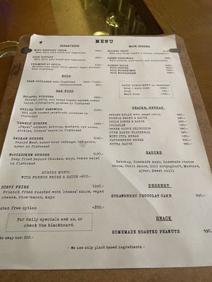 Menu  at Szabad Bisztro in Budapest