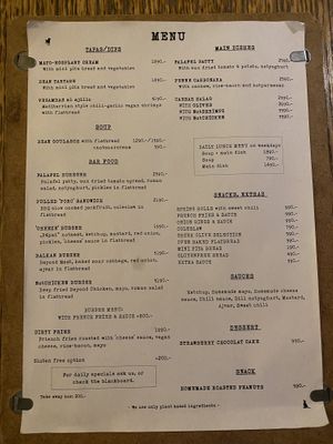 English menu - April 2022  at Szabad Bisztro in Budapest