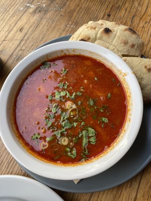Bean ghoulash soup  at Szabad Bisztro in Budapest