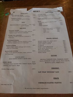 Menu at Szabad Bisztro in Budapest