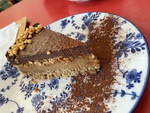 Raw snickers cake  at Szabad Bisztro in Budapest