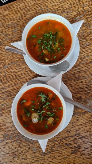 Lentil goulash at Szabad Bisztro in Budapest