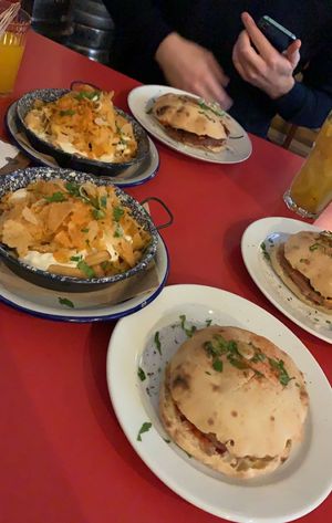 No cheese burger and dirty fries   at Szabad Bisztro in Budapest