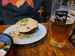 Beet patty yum! at Szabad Bisztro in Budapest