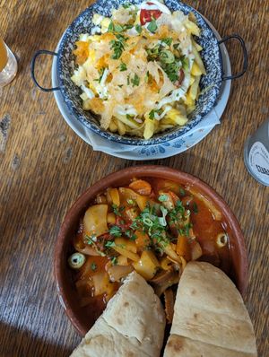 Lesco and loaded fries at Szabad Bisztro in Budapest