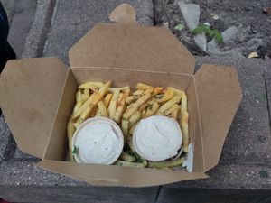 Fries with homemade mayo at Szabad Bisztro in Budapest