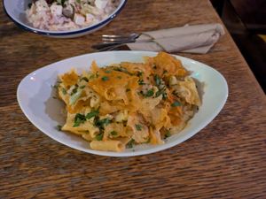 Cashew cheese penne at Szabad Bisztro in Budapest